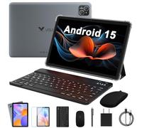 VOLENTEX Android 15 Tablet, 10 inch 2 in 1 Tablets with Keyboard Case Stylus Pen, 128GB Octa-Core Processor, 5G Wi-Fi 6, HD IPS Display, Dual Camera, Bluetooth, 8000mAh