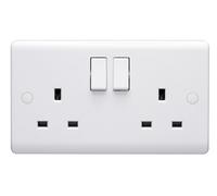 Volex D1500NR Casa White Moulded 13A 2 Gang SP Switched Socket