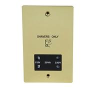 Volex Shaver Socket Dual Voltage 230V / 155V - Recessed Flat Plate Polished Brass/Black