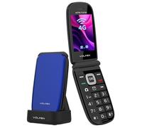 Volfen Astro Flip 4G Mobile Phone for Seniors with Cover, Large Keys and XXL 2.8" Screen, SOS Button, Easy to Use, USB-C Charging Dock, Dual SIM (Blue)