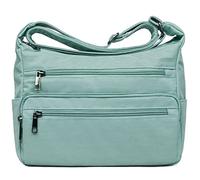 VOLGANIK ROCK RFID Purses for Women Fabric Nylon Multi Pocket Crossbody Bag Ladies Travel Handbag, Light Green-large, L