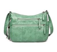 VOLGANIK ROCK Women's Soft PU Leather Crossbody Shoulder Handbag with Multi Pockets - Green Travel Bag