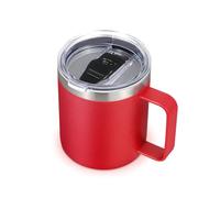 Volhoply 14oz Insulated Stainless Steel Coffee Mug with Leakproof Lid,Double Wall Vacuum Travel Coffee Cup with Handle,Reusable Metal Tumbler,Camping Mugs Keep Hot&Cold,Christmas Gifts(Red,1)