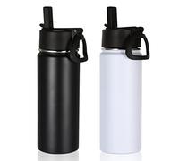 Volhoply 18oz Insulated Water Bottle 2 Pack, Multipack Kids Stainless Steel Water Bottles with Straw Lid,Double Wall Vacuum Sports Flask Keep Hot and Cold (Mix,2 Pack)