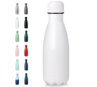 Volhoply 350ml/12oz Small Water Bottle Stainless Steel, BPA Free Insulated Water Bottles, Double Wall Cola Shape Flask, Keeps Cold 24 Hours and Hot 12 Hours for Kids Handbag (White)