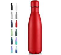 Volhoply 500ml Insulated Stainless Steel Water Bottle, Double Wall Vacuum Flask, Keeps Cold 24h & Hot 12h, Available in Packs of 1 or 4(Red,1 Pack)