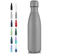 Volhoply 500ml Insulated Stainless Steel Water Bottle, Double Wall Vacuum Flask, Keeps Cold 24h & Hot 12h, Available in Packs of 1 or 4(Gray,1 Pack)