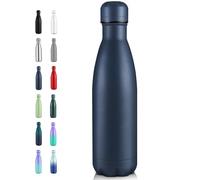 Volhoply 500ml Insulated Stainless Steel Water Bottle, Double Wall Vacuum Flask, Keeps Cold 24h & Hot 12h, Available in Packs of 1 or 4（Navy,1 Pack）