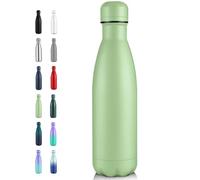 Volhoply 500ml Insulated Stainless Steel Water Bottle, Double Wall Vacuum Flask, Keeps Cold 24h & Hot 12h, Available in Packs of 1 or 4(Green,1 Pack)