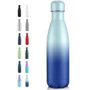 Volhoply 500ml Insulated Stainless Steel Water Bottle, Double Wall Vacuum Flask, Keeps Cold 24h & Hot 12h, Available in Packs of 1 or 4(Green Blue,1 Pack)