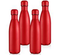 Volhoply 500ml Insulated Water Bottles Multipack, BPA Free Water Bottle for Kids, Gym, Travel, Sports, Available in Packs of 1 or 4(Red,4 Pack)