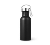 Volhoply 600ml Uninsulated Single Walled Water Bottle, Stainless Steel Reusable Water Bottles with Handle & Carabiner, BPA Free 18/8 304 Sports Water Bottles for Camping Hiking Biking（Black,1）