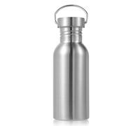Volhoply 600ml Uninsulated Single Walled Water Bottle, Stainless Steel Reusable Water Bottles with Handle, BPA Free & Plastic Free 18/8 304 Metal Water Bottles for Camping, Hikers, Cyclists