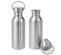 Volhoply 680ml Uninsulated Single Walled Water Bottle 2 Pack, Stainless Steel Reusable Water Bottles, Dishwasher Safe BPA Free 18/8 Metal Water Bottles for Camping, Hikers, Cyclists