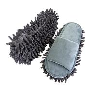 Volicph Cleaning Slippers with Cleaning Removable Slippers Microfibre Sole Floor Cleaning Slippers Dust Cloth Slippers Mop Shoes Cleaning Shoes, Grey velvet, 7/9 UK