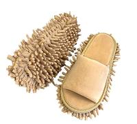 Volicph Cleaning Slippers with Cleaning Removable Slippers Microfibre Sole Floor Cleaning Slippers Dust Cloth Slippers Mop Shoes Cleaning Shoes, Velvet beige, 7/9 UK