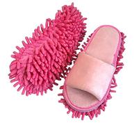 Volicph Cleaning Slippers with Cleaning Removable Slippers Microfibre Sole Floor Cleaning Slippers Dust Cloth Slippers Mop Shoes Cleaning Shoes, Velvet pink, 7/9 UK