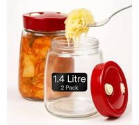 volila 1.4L Glass Fermentation Jar with Airlock Lid for Kimchi & Kombucha - 2 Pack in Clear volila Clear 2 Pack