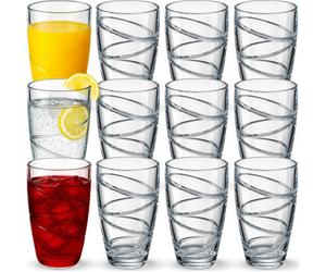 volila 12Pc Reusable Plastic Glassware - Clear, Shatterproof, Lightweight Tumblers For Daily Use, Parties, And Picnics