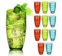 volila 12Pc Reusable Plastic Glassware - Multicoloured, Shatterproof, Lightweight Tumblers For Daily Use, Parties, And Picnics