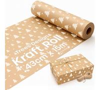 volila 15M Christmas Wrapping Paper for Gifts with Trees Design in Brown volila Brown