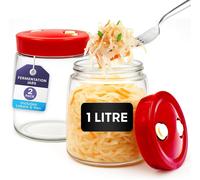 volila 1L Glass Fermentation Jar with Airlock Lid for Kimchi & Kombucha - 2 Pack in Clear volila Clear 2 Pack