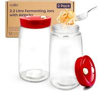 volila 2.2L Fermentation Jars With Airlock - 2 Pack For Kimchi, Kombucha, Sourdough & Pickling - Includes Labels & Pen