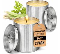 volila 2 Pack Citronella Candle 24 oz Scented Candle Outdoor & Indoor in Silver volila Silver 2 Pack
