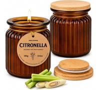 volila 2 Pack Long Lasting Citronella Candles in Brown Glass Jar in Amber volila Amber 2 Pack