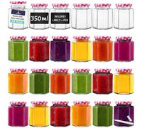 volila 24 Pack Hexagonal Jam Jars 250Ml