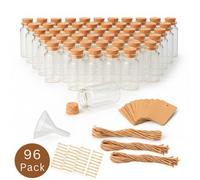 volila 25Ml Mini Glass Bottles With Corks - 96 Pack Reusable Diy Craft Jars With Labels, String, Funnel For Wedding Favours