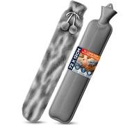 volila 2L Long Hot Water Bottle with Plush Cover for Back Pain Relief in Grey | Size: 1 pack volila Grey 1 pack