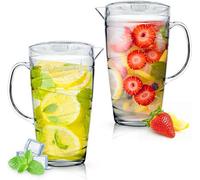 volila 2L Plastic Jug With Lid & Vented Spout - 2-Pack Swirl Design Pitcher For Pimms, Juices, Bbqs, Picnics & Garden Parties