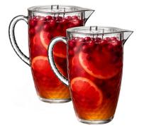 volila 2X 2L Juice Jug With Lid - Water Juice Cocktails Carafe Pitcher Decanter, Bbqs, Garden Parties Jug Set