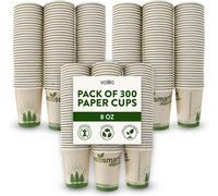 volila 300 Pack 8Oz Paper Coffee Cups Disposable Hot Drink Cups For Home, Office, Events Stackable, Recyclable, Eco-Friendly Cups