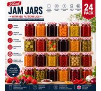 24 Pack 350Ml Hexagonal Glass Jars With Airtight Gingham Lids For Jam Pickles Spices Sauces Crafts Storage Gifts Preserving