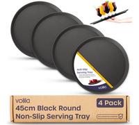 volila 45Cm Round Non-Slip Tray Set - 4 Pack Rubberized Serving Trays For Food & Drinks, Dishwasher Safe For Parties, Bars, Restaurants