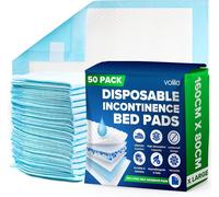 volila 50 Pack Triple Layer Incontinence Bed Pads 160cm x 80cm Absorbent in White | Size: 160 cm x 80 cm volila White 160 cm x 80 cm