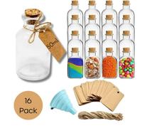 volila 50Ml Mini Glass Bottles With Corks - 16 Craft Bottles With Funnel & Labels For Wedding Favours, Potion Jars, And Party Shots