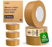 volila 6 Pack Brown Kraft 48mm x 50m Heavy Duty Packaging Tape volila Brown