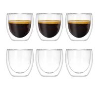 volila 6 Pack Double Wall Insulated Glasses Coffee Glass Mug Tea Cup 80ml in Clear volila Clear