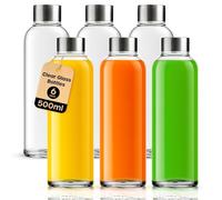 volila 6 Pack Glass Bottles Leakproof with Lids, Brush & Labels for Drinks in Clear | Size: 1000ml volila Clear 1000ml