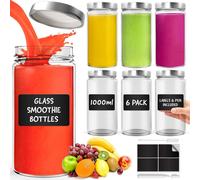 volila 6-Pack Glass Mason Jars Leakproof with Lids for Drinks & Storage in Clear | Size: 1000ml volila Clear 1000ml