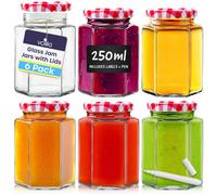 volila 6 Pack Hexagonal Jam Jars 250Ml