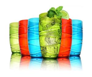 volila 6Pc Reusable Plastic Glassware - Mulitcoloured, Shatterproof, Lightweight Tumblers For Daily Use, Parties, And Picnics
