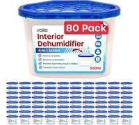 volila 80-Pack Disposable Dehumidifier Tubs 500Ml Moisture Absorbers For Condensation, Mold Prevention, Home, Office, & Caravan Use