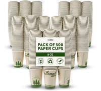 volila 8Oz Compostable Paper Coffee Cups 500 Pack - Eco-Friendly, Leak-Proof Disposable Cups For Hot & Cold Drinks, Office & Café