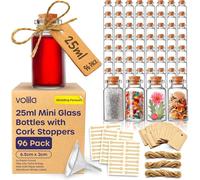 volila 96-Pack Mini Glass Bottles 25ml with Corks & Labels in Clear volila Clear