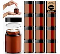 volila Amber Glass Jars 12 Pack - 180Ml Travel Cosmetic Containers With Lids, Uv Protection For Powder & Cream