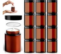 volila Amber Glass Jars 12 Pack (240Ml) Reusable Travel Cosmetic Containers With Lids, Spatula, Uv Protection For Creams & Lotions